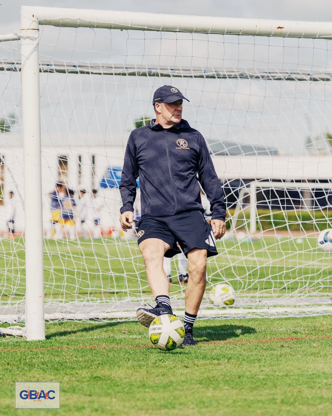 Ivan Rock demonstrating goalkeeping and ball control during football training at GBAC All-Stars